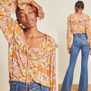 Veronica Beard Kitt floral silk blouse worn once